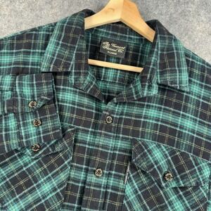 The Vermont Flannel Co Shirt Mens XL Green Plaid Flannel Long Sleeve Button